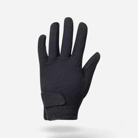 Kids’ Horse Riding Gloves – Black | Soft, Stretchy & Rein-Grip Protection