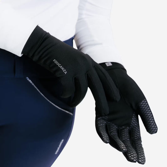 Adult Horse Riding Gloves – Black | Lightweight, Non-Slip & Stretch Fabric